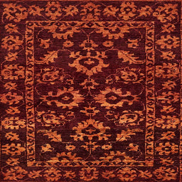 Square Machine Washable Abstract Dark Red Rug, wshabs745