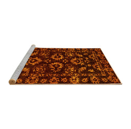 Sideview of Machine Washable Oriental Yellow Traditional Rug, wshabs745yw