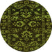 Round Machine Washable Oriental Green Traditional Area Rugs, wshabs745grn