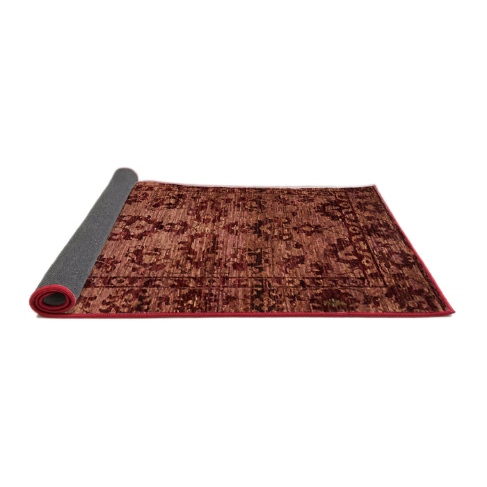 Sideview of Abstract Dark Red Modern Rug, abs746