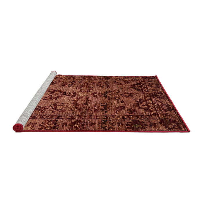 Sideview of Machine Washable Abstract Dark Red Rug, wshabs746