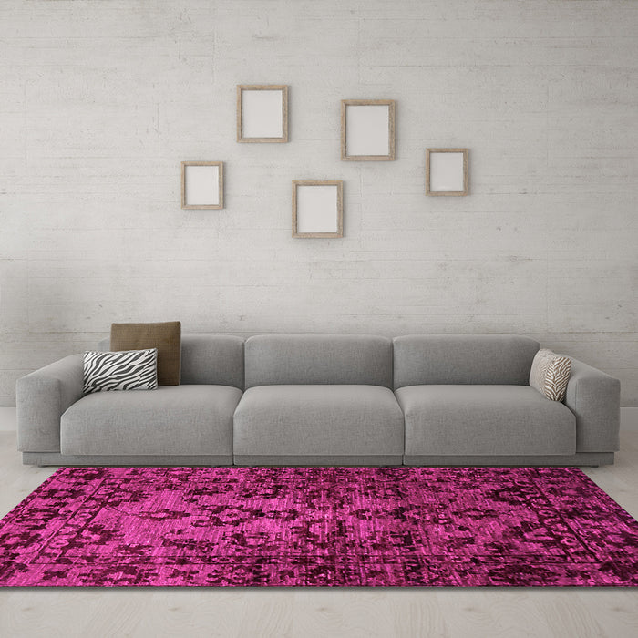 Machine Washable Abstract Pink Modern Rug in a Living Room, wshabs746pnk