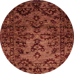 Round Machine Washable Abstract Dark Red Rug, wshabs746