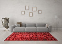 Machine Washable Abstract Red Modern Rug, wshabs746red