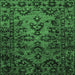 Square Machine Washable Abstract Emerald Green Modern Area Rugs, wshabs746emgrn