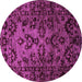 Round Machine Washable Abstract Purple Modern Area Rugs, wshabs746pur