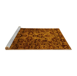 Sideview of Machine Washable Abstract Yellow Modern Rug, wshabs746yw