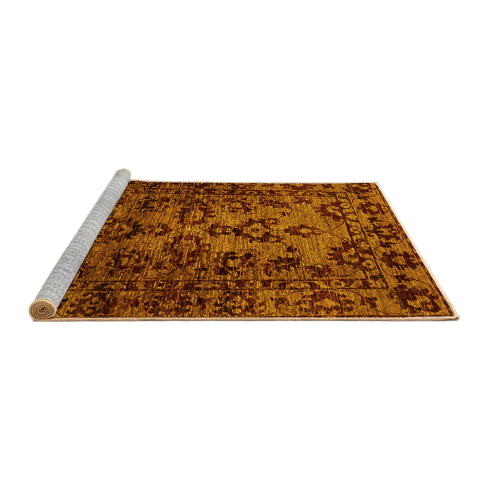Sideview of Machine Washable Abstract Yellow Modern Rug, wshabs746yw