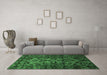 Machine Washable Abstract Emerald Green Modern Area Rugs in a Living Room,, wshabs746emgrn