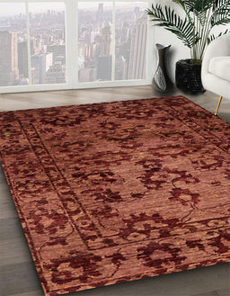 Machine Washable Abstract Dark Red Rug in a Family Room, wshabs746