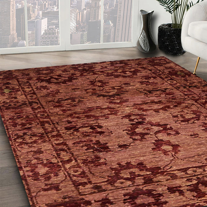 Machine Washable Abstract Dark Red Rug in a Family Room, wshabs746