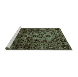 Sideview of Machine Washable Abstract Turquoise Modern Area Rugs, wshabs746turq
