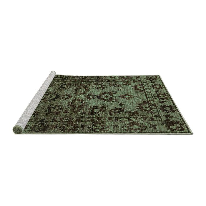 Sideview of Machine Washable Abstract Turquoise Modern Area Rugs, wshabs746turq