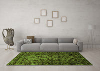 Machine Washable Abstract Green Modern Rug, wshabs746grn