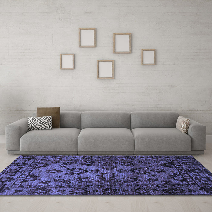 Machine Washable Abstract Blue Modern Rug in a Living Room, wshabs746blu
