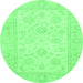 Round Oriental Emerald Green Traditional Rug, abs747emgrn