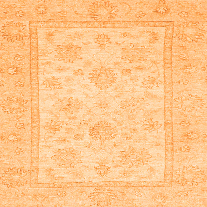 Square Machine Washable Oriental Orange Traditional Area Rugs, wshabs747org