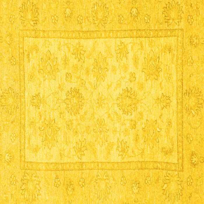 Square Machine Washable Oriental Yellow Traditional Rug, wshabs747yw