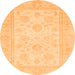 Round Machine Washable Oriental Orange Traditional Area Rugs, wshabs747org