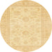 Round Machine Washable Abstract Mustard Yellow Rug, wshabs747