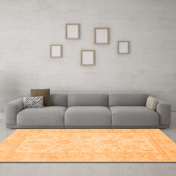 Machine Washable Oriental Orange Traditional Area Rugs in a Living Room, wshabs747org