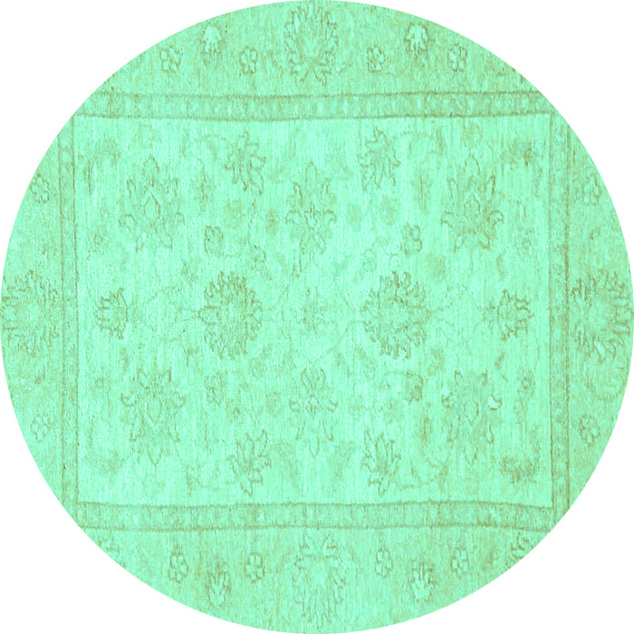 Round Oriental Turquoise Traditional Rug, abs747turq
