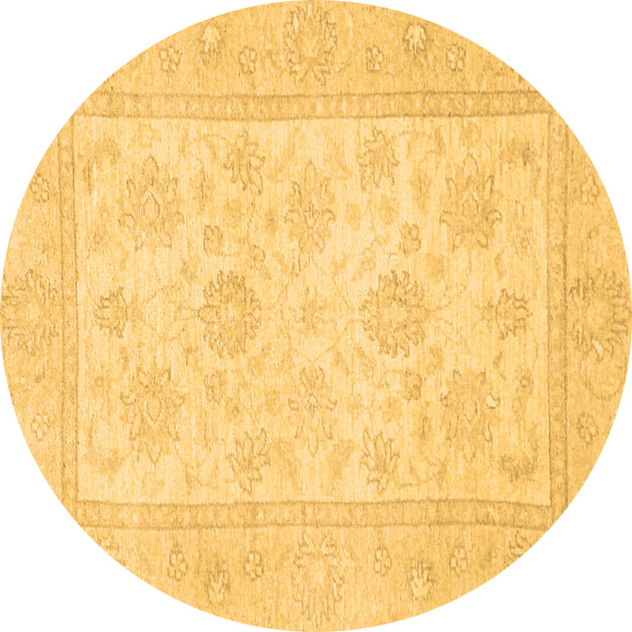 Round Machine Washable Oriental Brown Traditional Rug, wshabs747brn