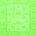 Square Machine Washable Oriental Green Traditional Area Rugs, wshabs747grn