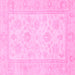 Square Machine Washable Oriental Pink Traditional Rug, wshabs747pnk