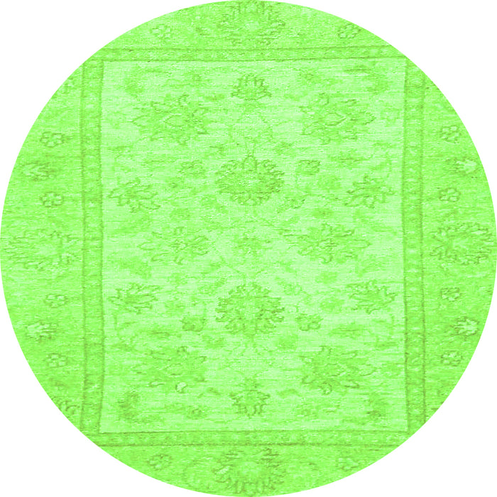 Round Oriental Green Traditional Rug, abs747grn
