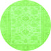 Round Oriental Green Traditional Rug, abs747grn