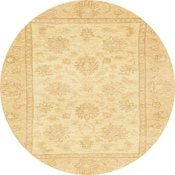 Round Abstract Mustard Yellow Oriental Rug, abs747