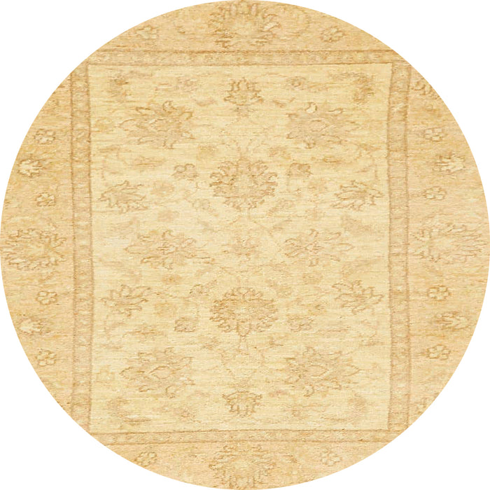 Round Abstract Mustard Yellow Oriental Rug, abs747
