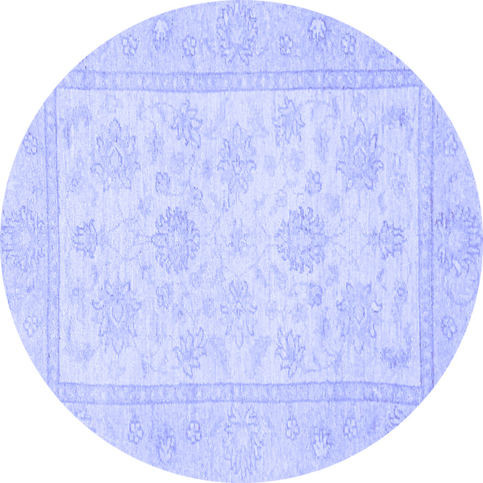 Round Oriental Blue Traditional Rug, abs747blu