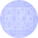 Round Oriental Blue Traditional Rug, abs747blu