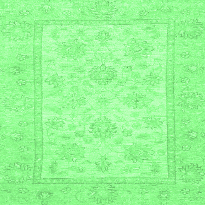 Square Machine Washable Oriental Emerald Green Traditional Area Rugs, wshabs747emgrn