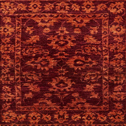 Square Abstract Crimson Red Modern Rug, abs748