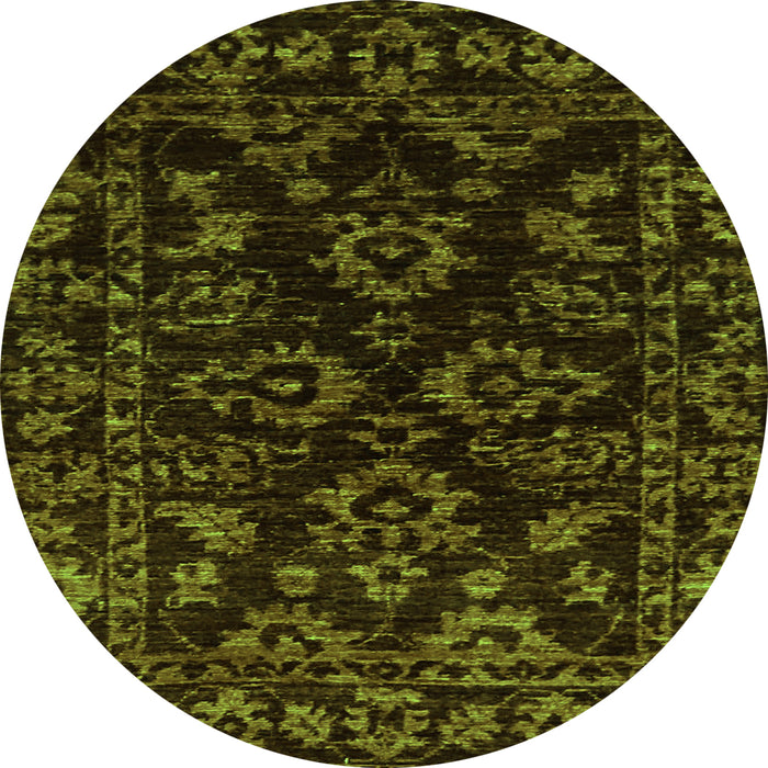 Round Abstract Green Modern Rug, abs748grn