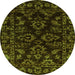 Round Abstract Green Modern Rug, abs748grn