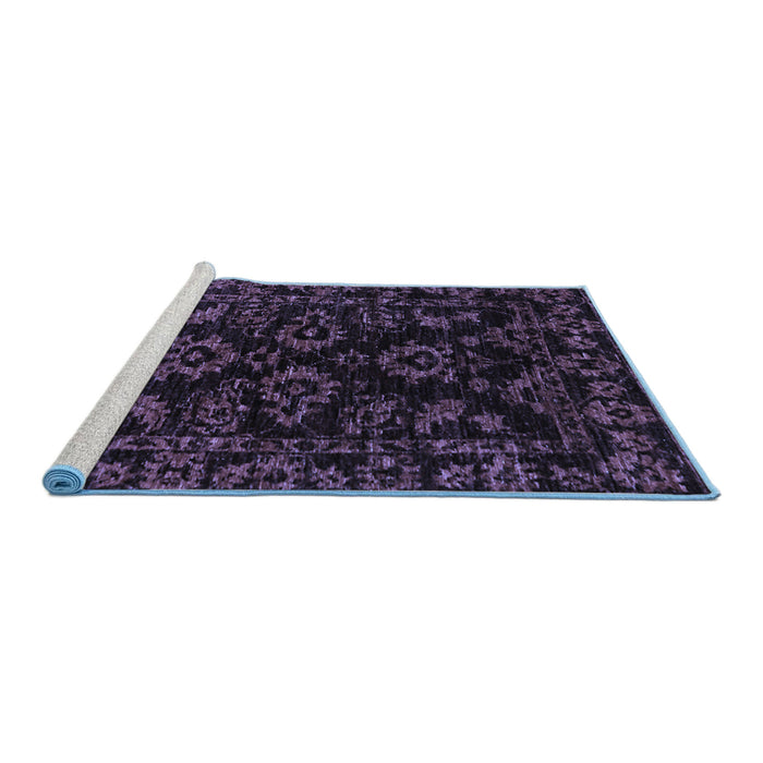 Sideview of Machine Washable Abstract Blue Modern Rug, wshabs748blu