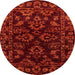 Round Abstract Crimson Red Modern Rug, abs748