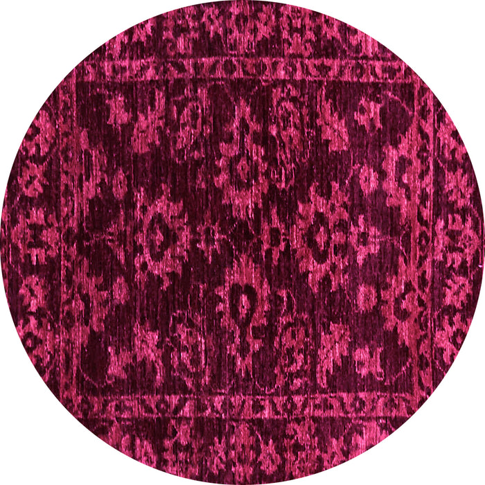 Round Machine Washable Abstract Pink Modern Rug, wshabs748pnk
