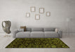 Machine Washable Abstract Green Modern Area Rugs in a Living Room,, wshabs748grn