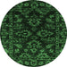 Round Abstract Emerald Green Modern Rug, abs748emgrn