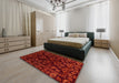 Abstract Crimson Red Modern Rug in a Bedroom, abs748