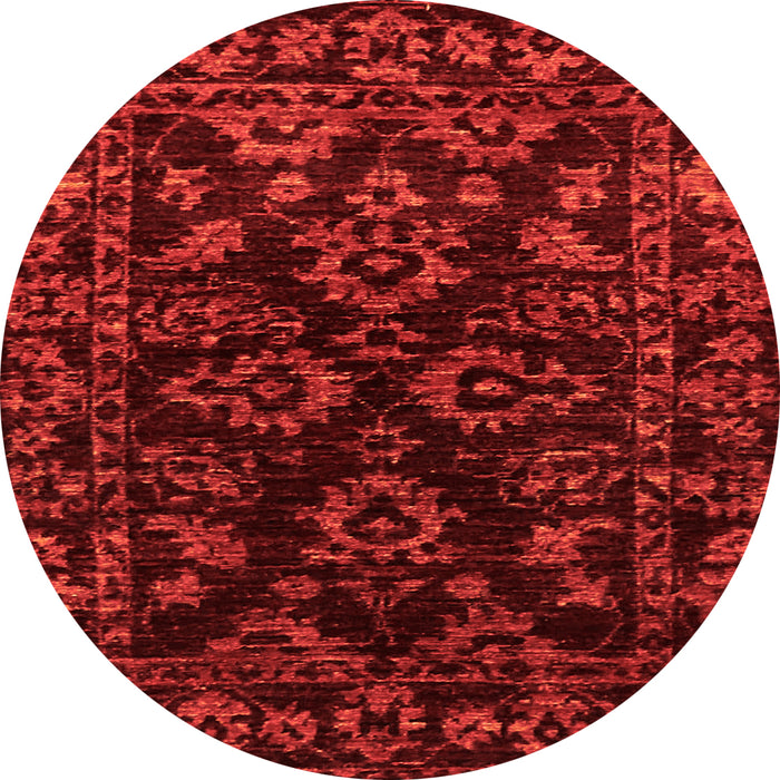 Round Machine Washable Abstract Orange Modern Area Rugs, wshabs748org