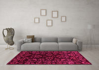 Machine Washable Abstract Pink Modern Rug, wshabs748pnk