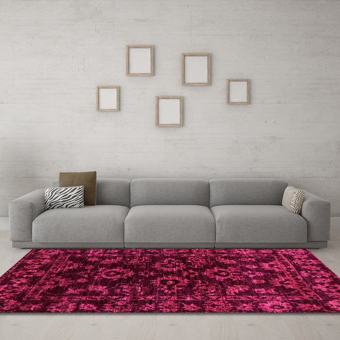 Machine Washable Abstract Pink Modern Rug in a Living Room, wshabs748pnk