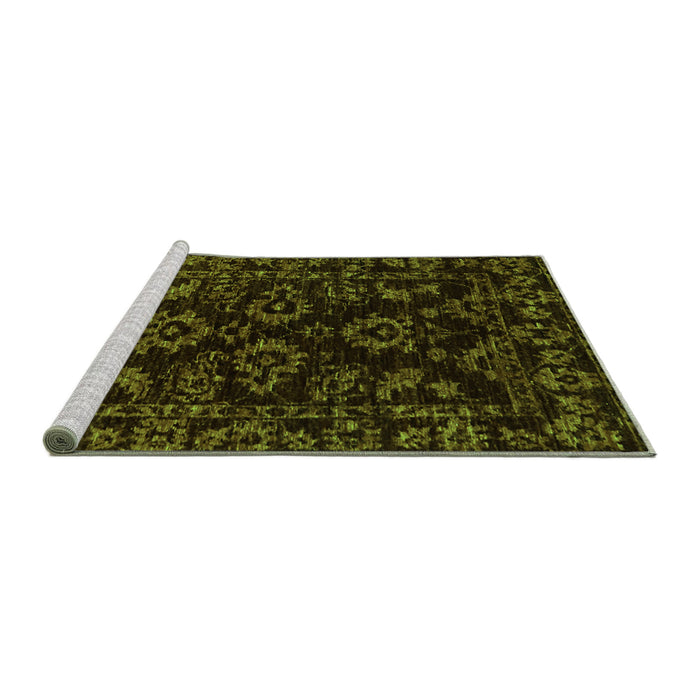 Sideview of Machine Washable Abstract Green Modern Area Rugs, wshabs748grn