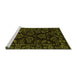 Sideview of Machine Washable Abstract Green Modern Area Rugs, wshabs748grn